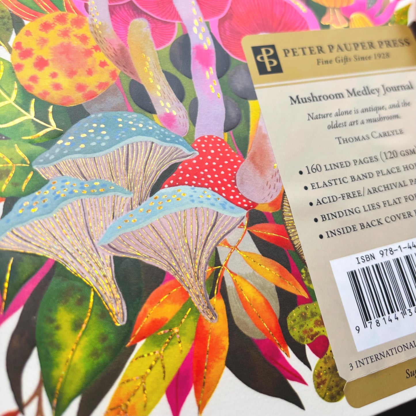 Mushroom Medley Journal - Lined 8x6 Diary Book Embossed Gold Foil Hardcover Lay-Flat Journal