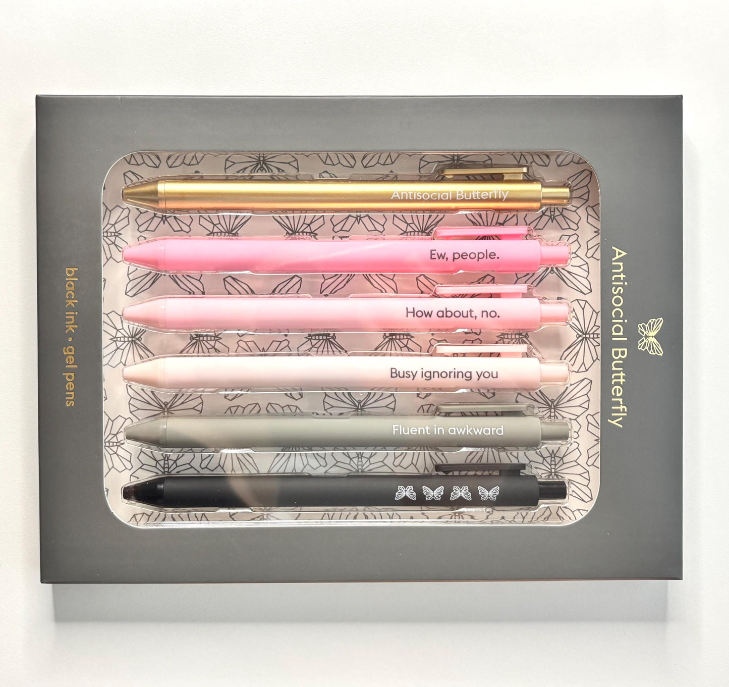 Antisocial Butterfly 6pc Gel Pen Set