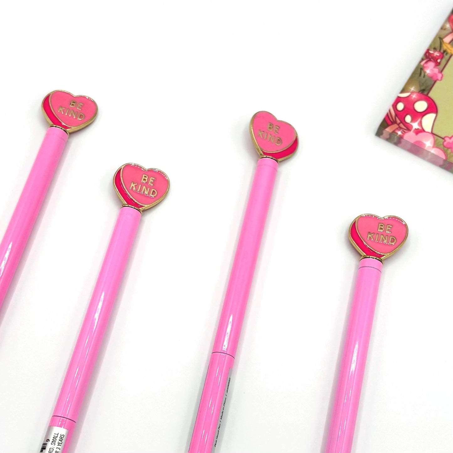 Be Kind Heart Charm Metal Pen - Ballpoint Ink Pen Retractable Heart-Shaped Enamel Pink Fine Writing Pen Gift