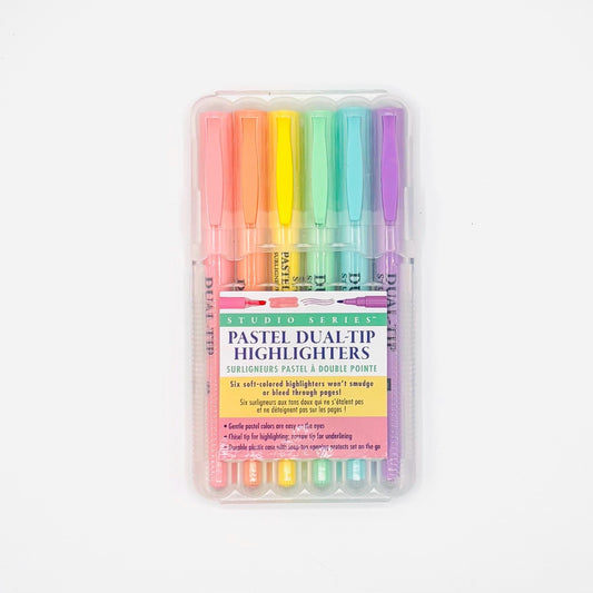 Dual-Tip Pastel Highlighters 6pc Set - Chisel & Narrow Tipped Highlighter Pens