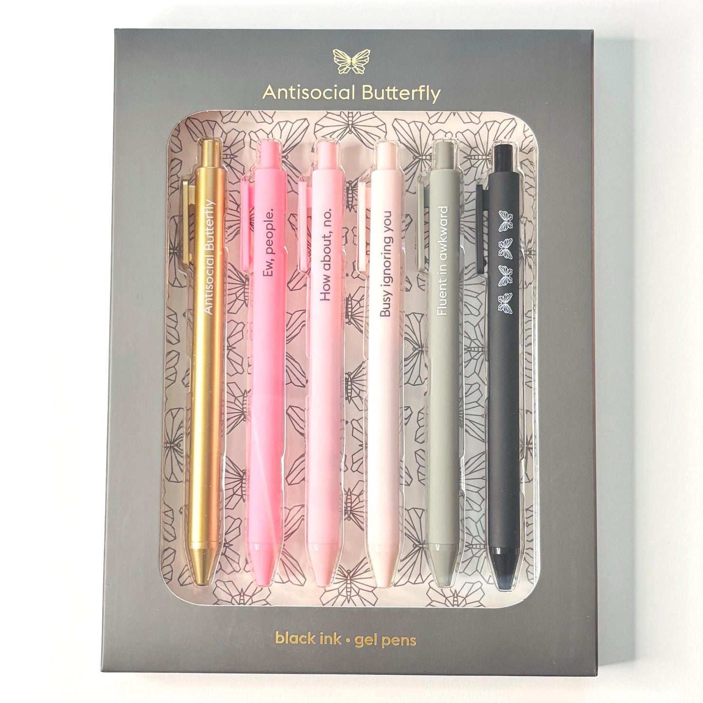 Antisocial Butterfly 6pc Gel Pen Set