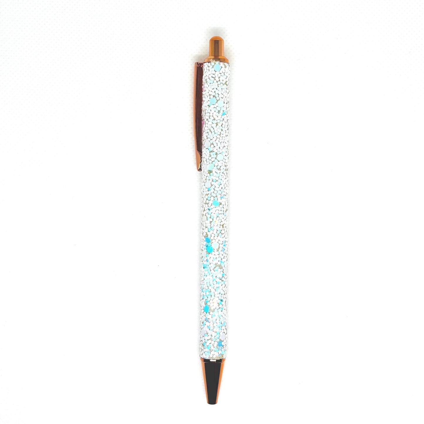 Chunky Glitter Ballpoint Writing Pens - Green and Gold, White Opal, Baby Pink & Baby Blue