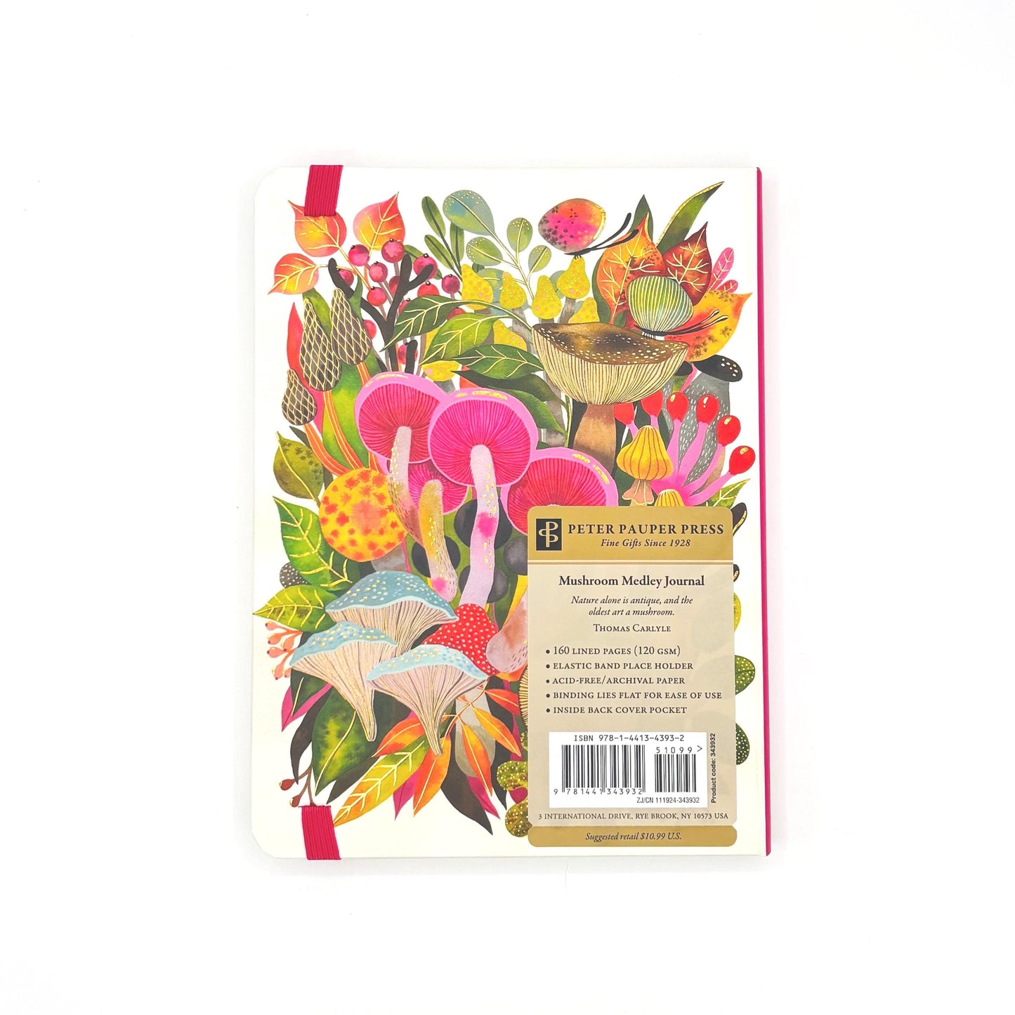 Mushroom Medley Journal - Lined 8x6 Diary Book Embossed Gold Foil Hardcover Lay-Flat Journal