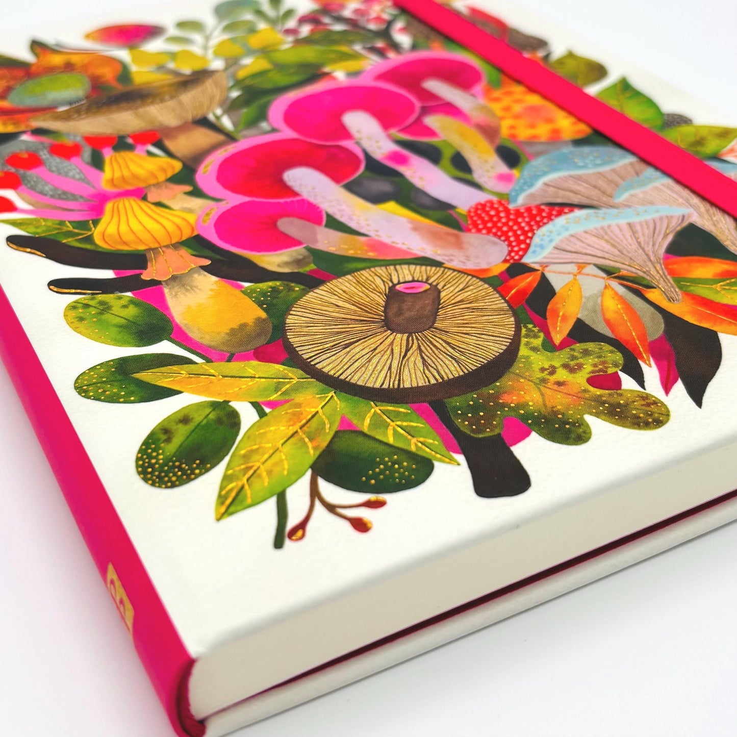 Mushroom Medley Journal - Lined 8x6 Diary Book Embossed Gold Foil Hardcover Lay-Flat Journal