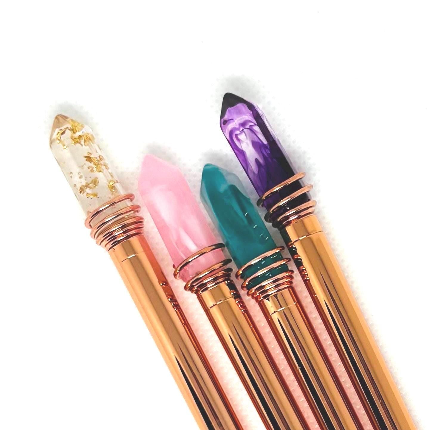 Mystic Crystal Pen - Amethyst, Rose Gold, Adventurine, Gold Flakes