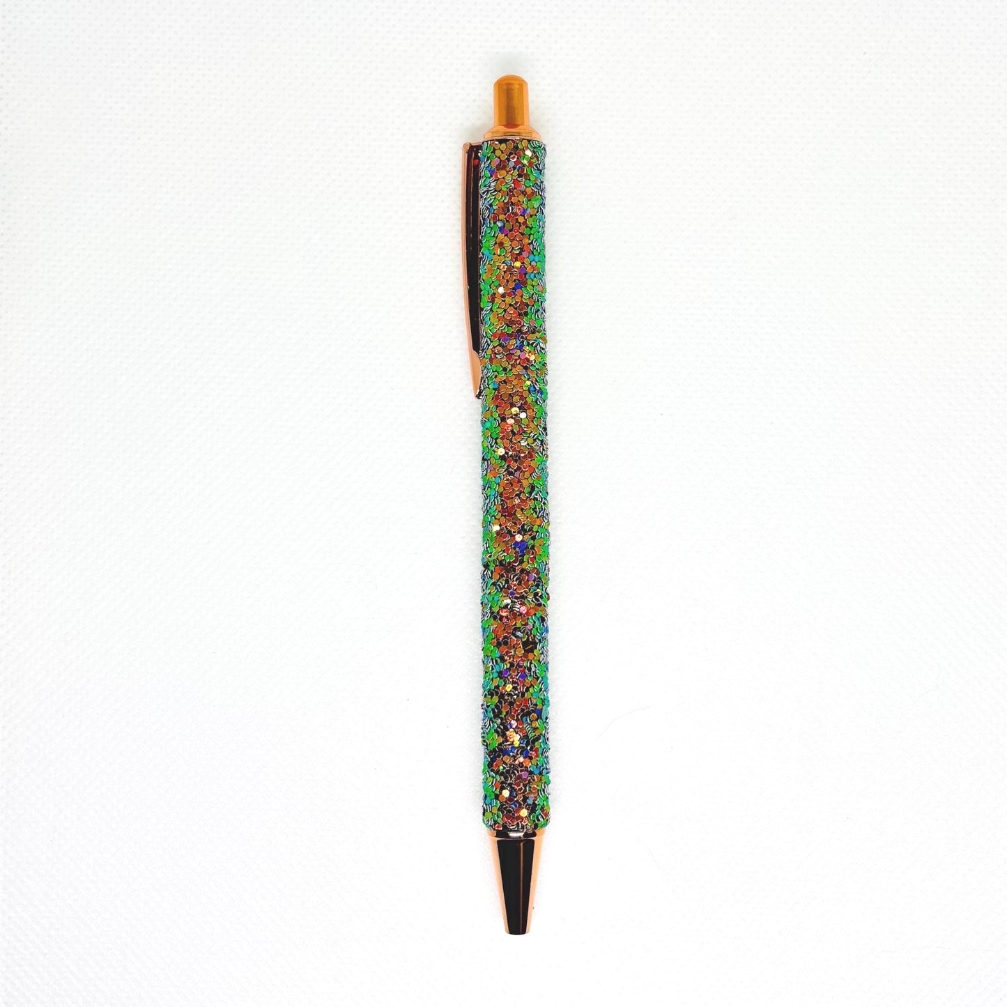 Chunky Glitter Ballpoint Writing Pens - Green and Gold, White Opal, Baby Pink & Baby Blue